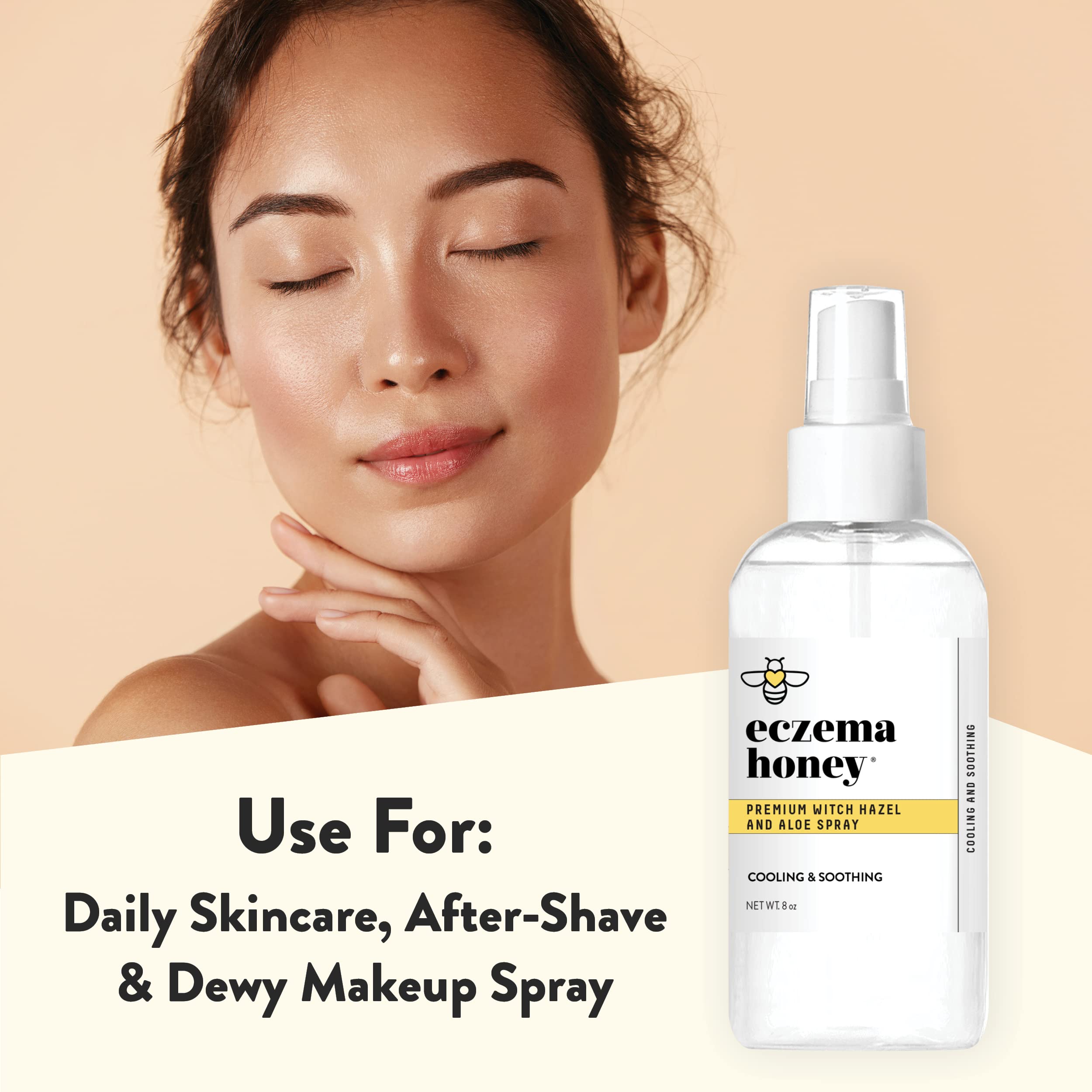 ECZEMA HONEY Premium Witch Hazel & Aloe Spray – Unscented Facial Mist, Dewy Makeup Setting & Daily Hydration (8 Oz)