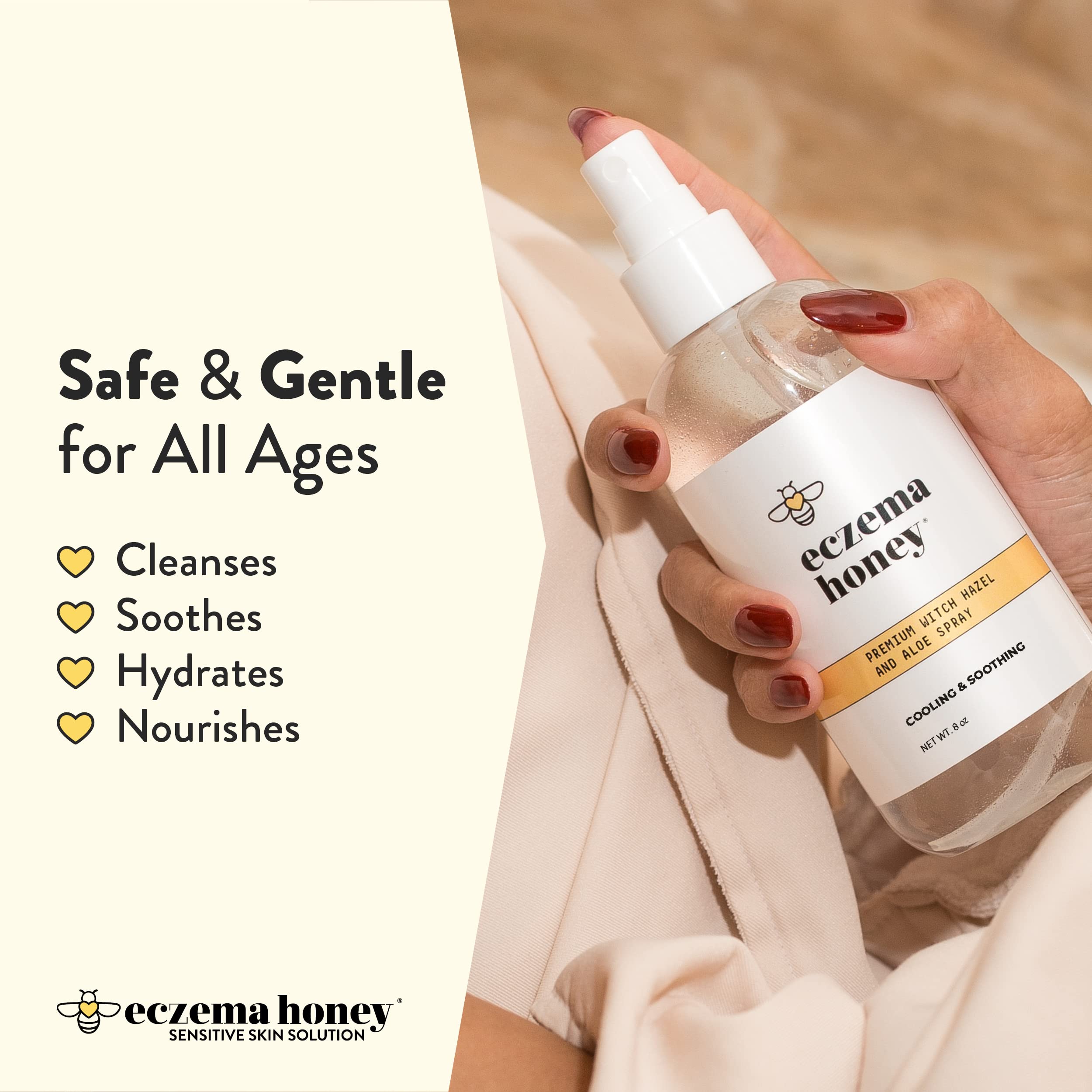 ECZEMA HONEY Premium Witch Hazel & Aloe Spray – Unscented Facial Mist, Dewy Makeup Setting & Daily Hydration (8 Oz)