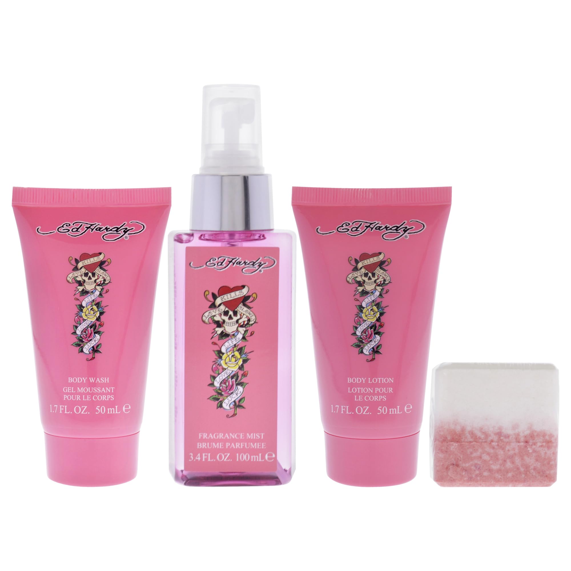 ED HARDY 4-Piece Gift Set for Women — Body Mist, Lotion, Wash & Shower Steamer