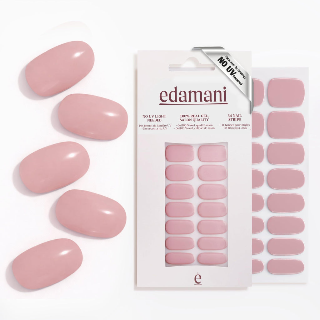 edamani 34-Piece Fully Cured Gel Nail Strips — No UV Light Needed, 14+ Days Shine (Hailey)