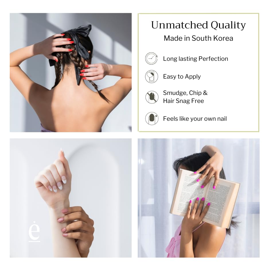 edamani 34-Piece Fully Cured Gel Nail Strips — No UV Light Needed, 14+ Days Shine (Hailey)