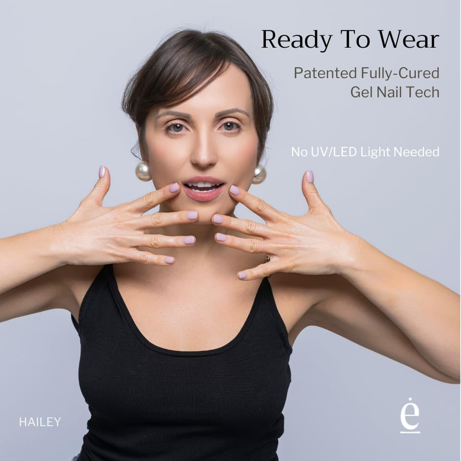 edamani 34-Piece Fully Cured Gel Nail Strips — No UV Light Needed, 14+ Days Shine (Hailey)