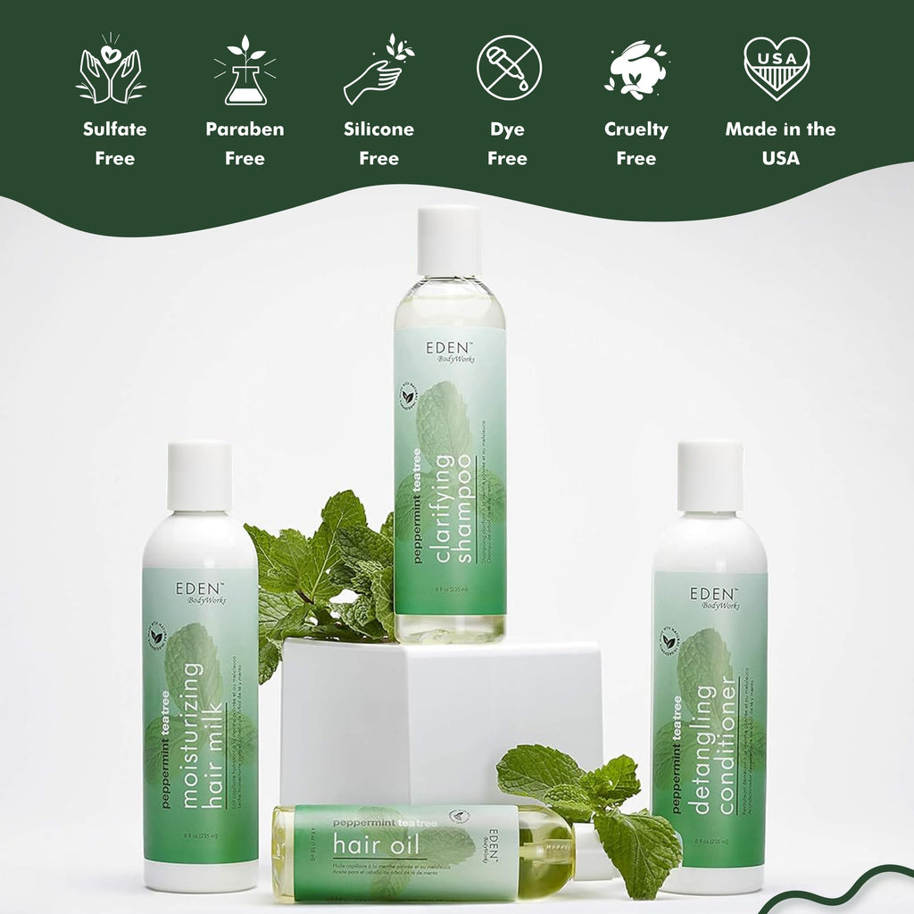 EDEN BodyWorks Peppermint Tea Tree Shampoo | Clarifying for Curly Hair | 8oz