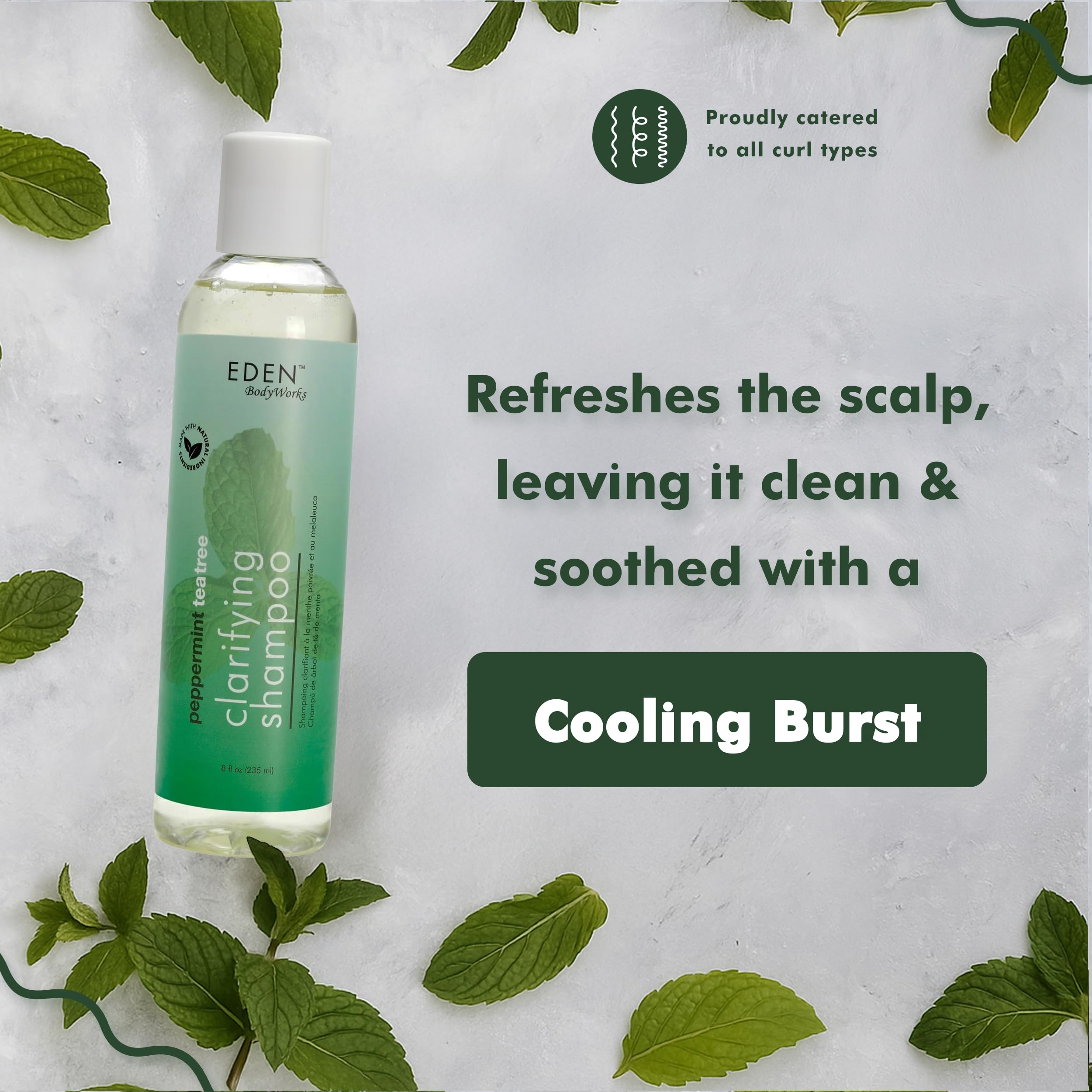 EDEN BodyWorks Peppermint Tea Tree Shampoo | Clarifying for Curly Hair | 8oz