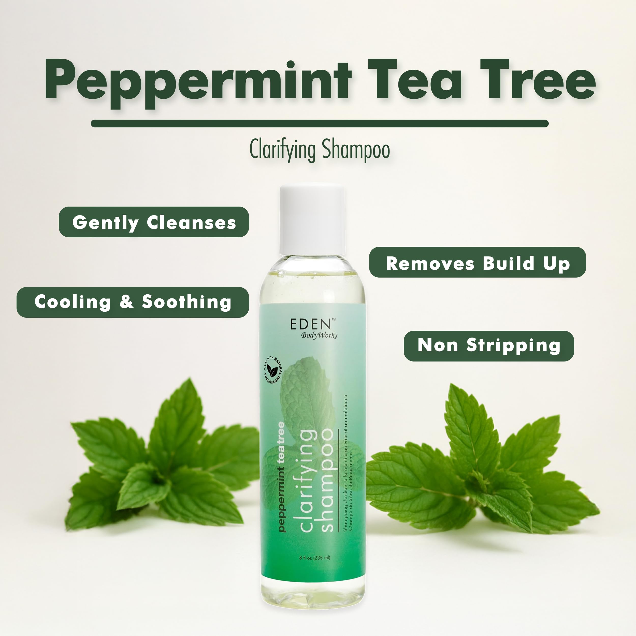 EDEN BodyWorks Peppermint Tea Tree Shampoo | Clarifying for Curly Hair | 8oz