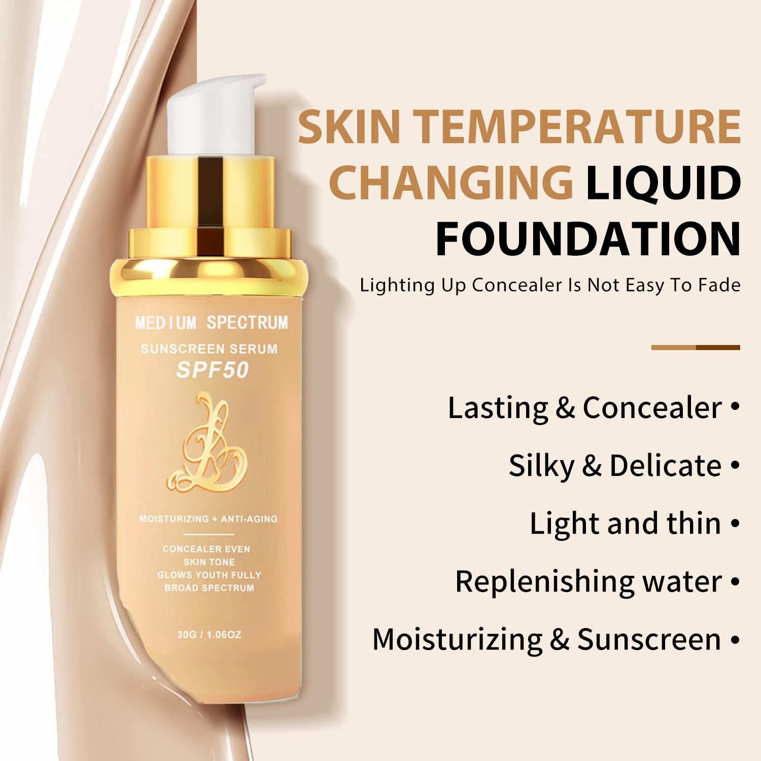 EdenEdges 4-in-1 Foundation Light/Medium Spectrum SPF50+ | Hydrating Concealer & Waterproof Finish