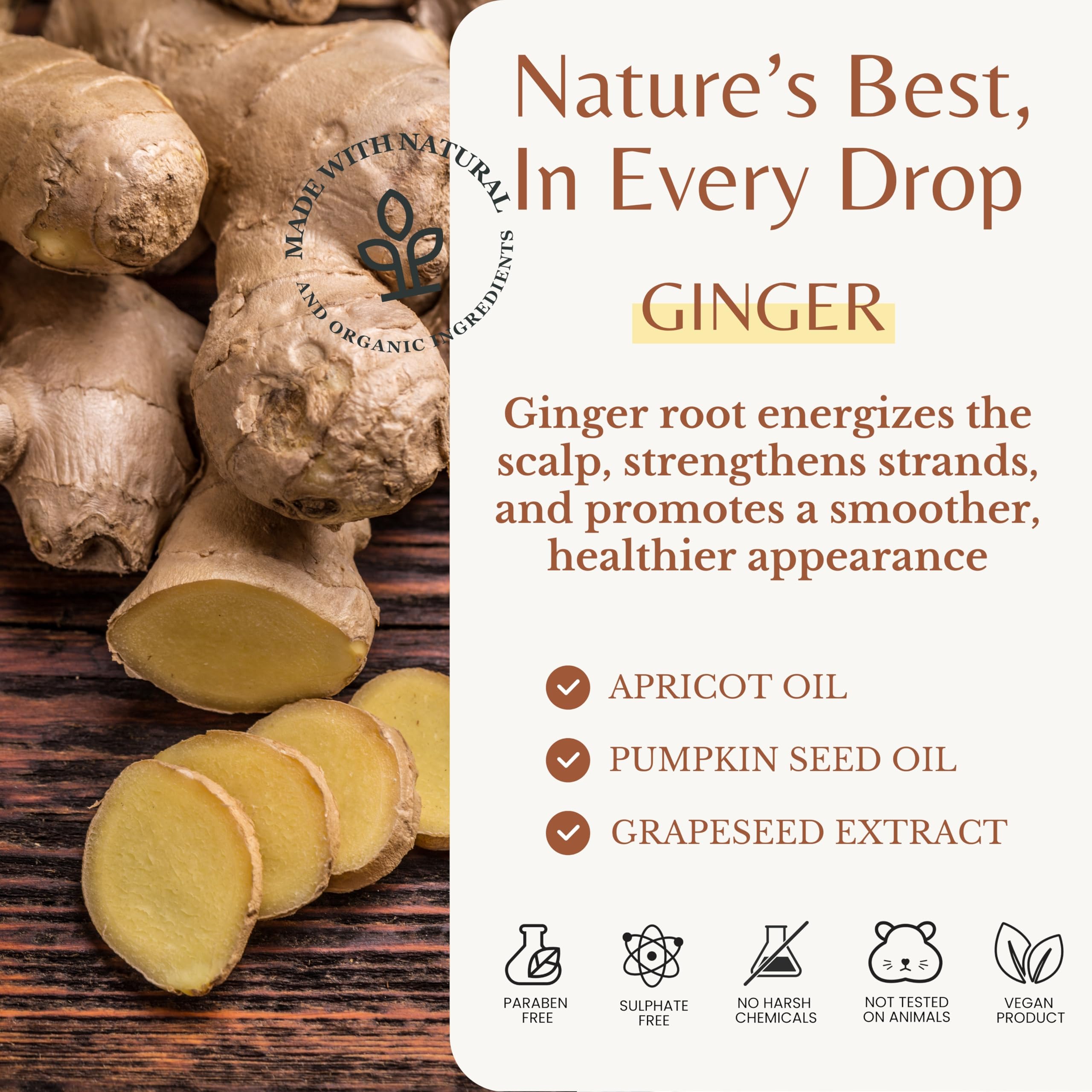EDENIKA BOTANICALS Ginger Shampoo & Conditioner Set — Fortifying Biotin Formula, Organic Ingredients, 16 oz Each