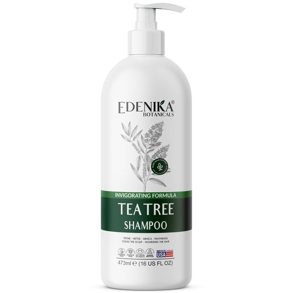 EDENIKA BOTANICALS Tea Tree Oil Shampoo – Soothes Itchy Scalp, Deep Cleansing, Sulfate-Free