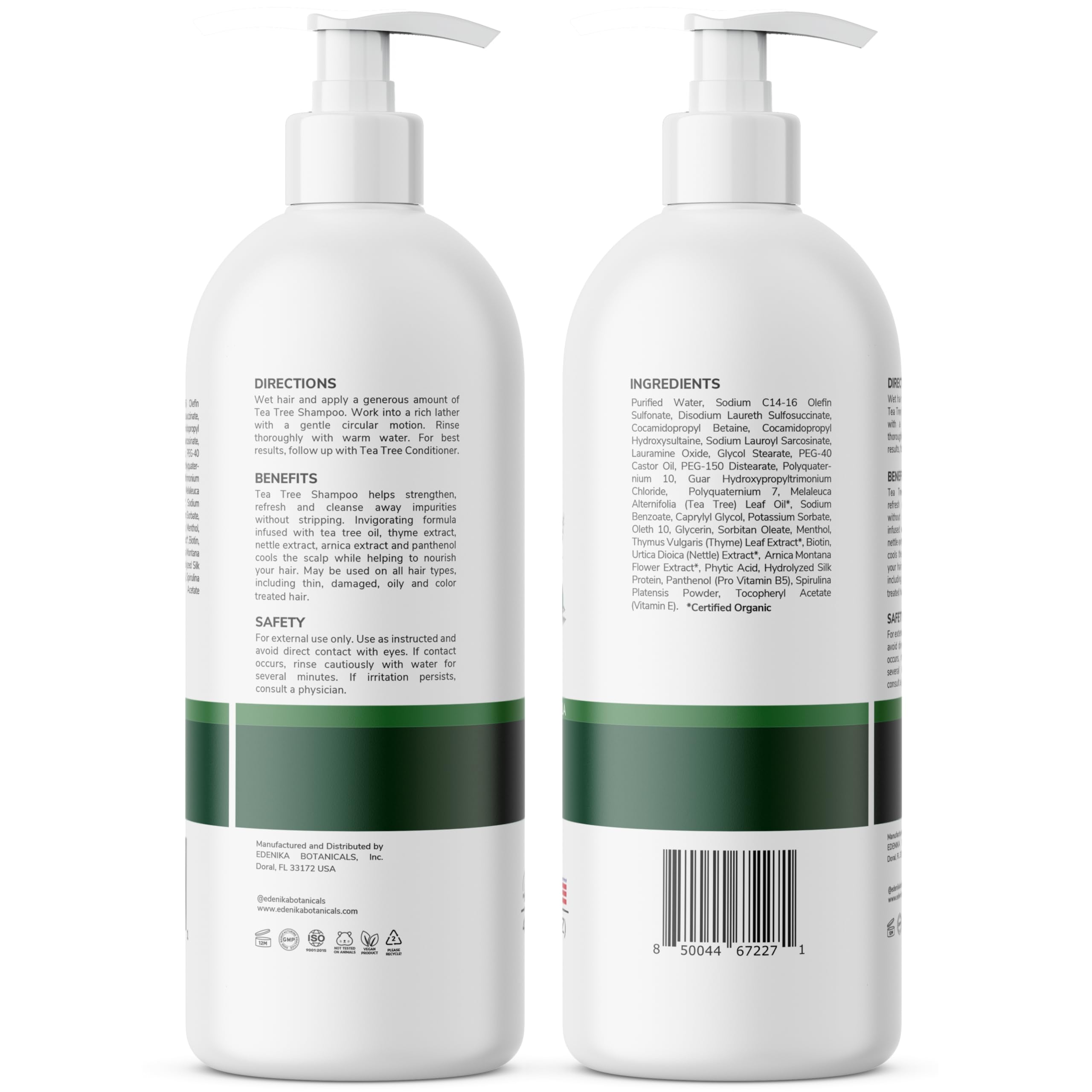 EDENIKA BOTANICALS Tea Tree Oil Shampoo – Soothes Itchy Scalp, Deep Cleansing, Sulfate-Free