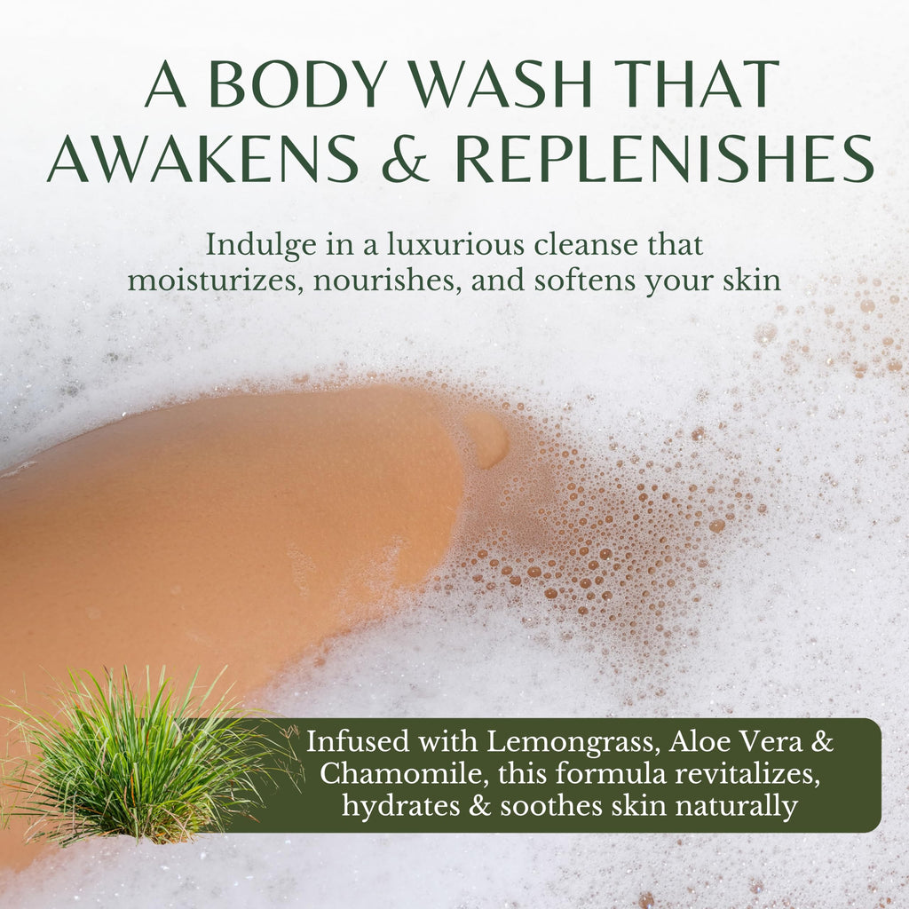EDENIKA BOTANICALS Lemongrass Body Wash with Vitamin E – Hydrating, Organic & Vegan, 2-Pack (16 fl oz each)