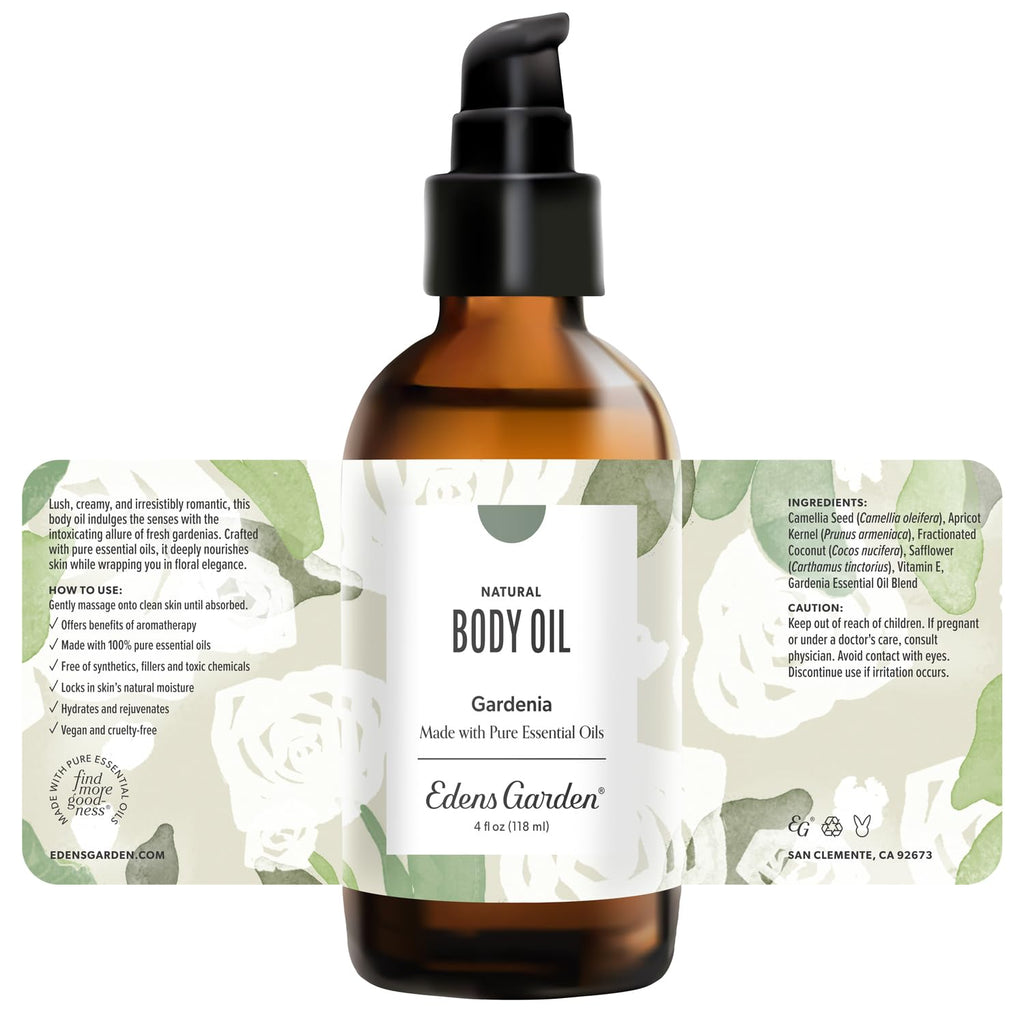 Edens Garden Gardenia Body Oil – Pure Essential Oils, Vitamin E, 4 fl oz