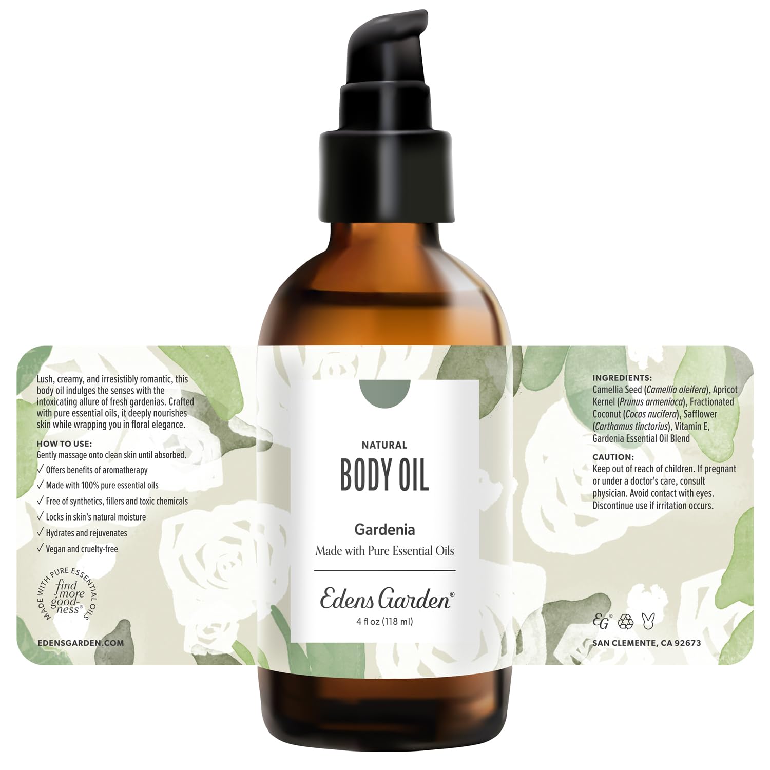 Edens Garden Gardenia Body Oil – Pure Essential Oils, Vitamin E, 4 fl oz