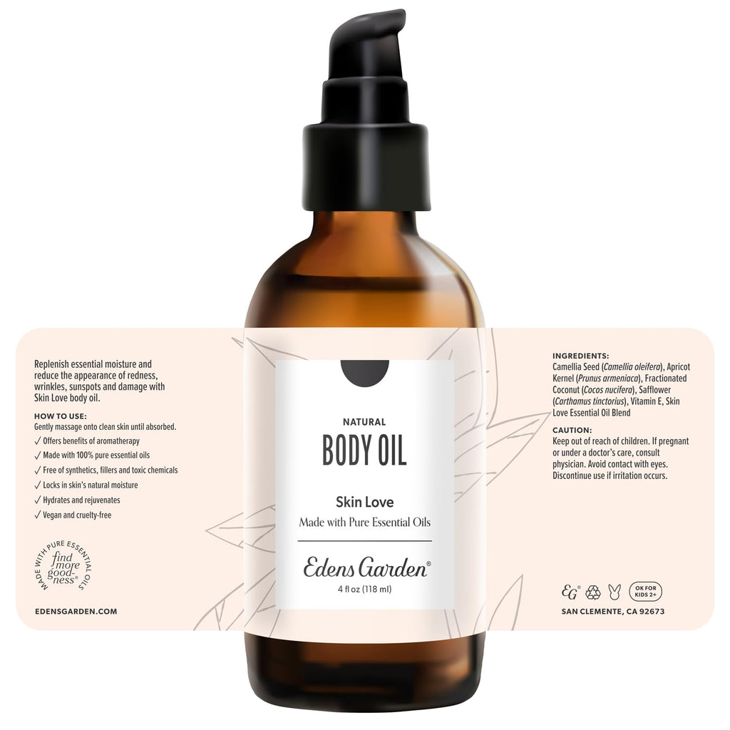 Edens Garden Skin Love Bath & Body Oil – Anti-Aging Hydration with Pure Essential Oils, 4 oz
