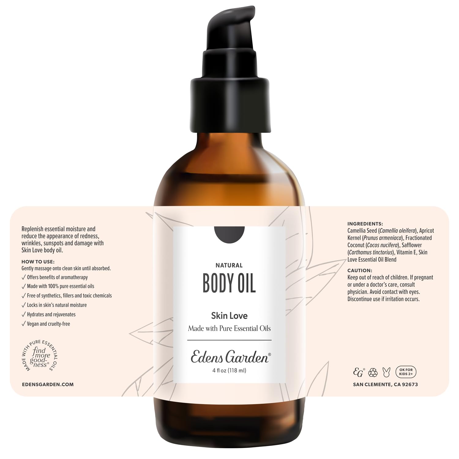 Edens Garden Skin Love Bath & Body Oil – Anti-Aging Hydration with Pure Essential Oils, 4 oz