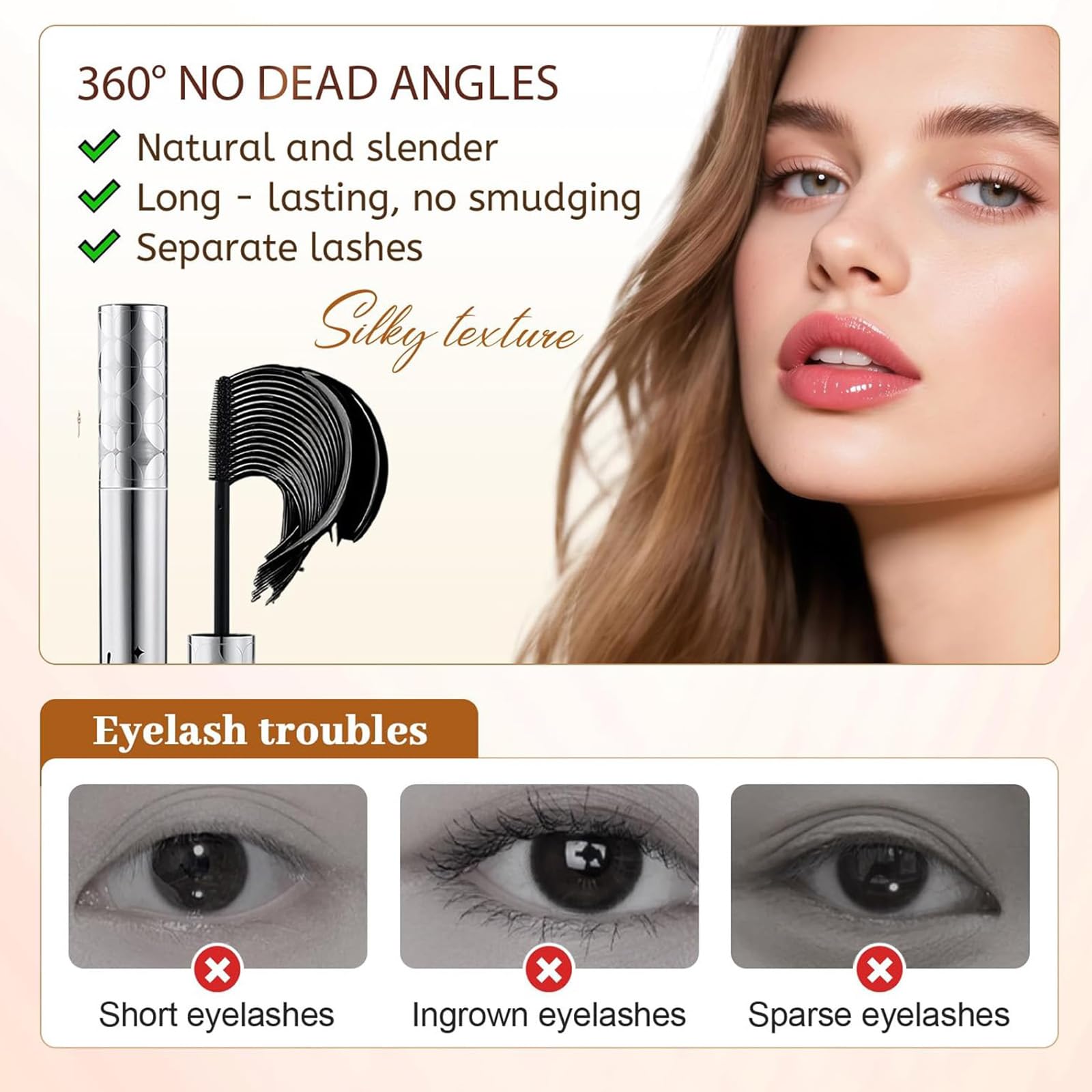 Edottbag 2026 Mascara for 60+ Women — Volumizing, Lengthening, Waterproof (Black & Brown)
