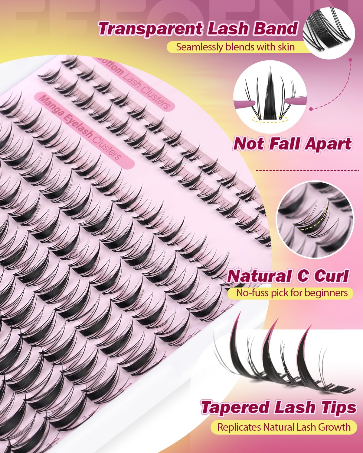 Eefofnn Manga Lash Clusters Kit – Fairy Spiky Lashes & Bottom Lashes (8-16mm)