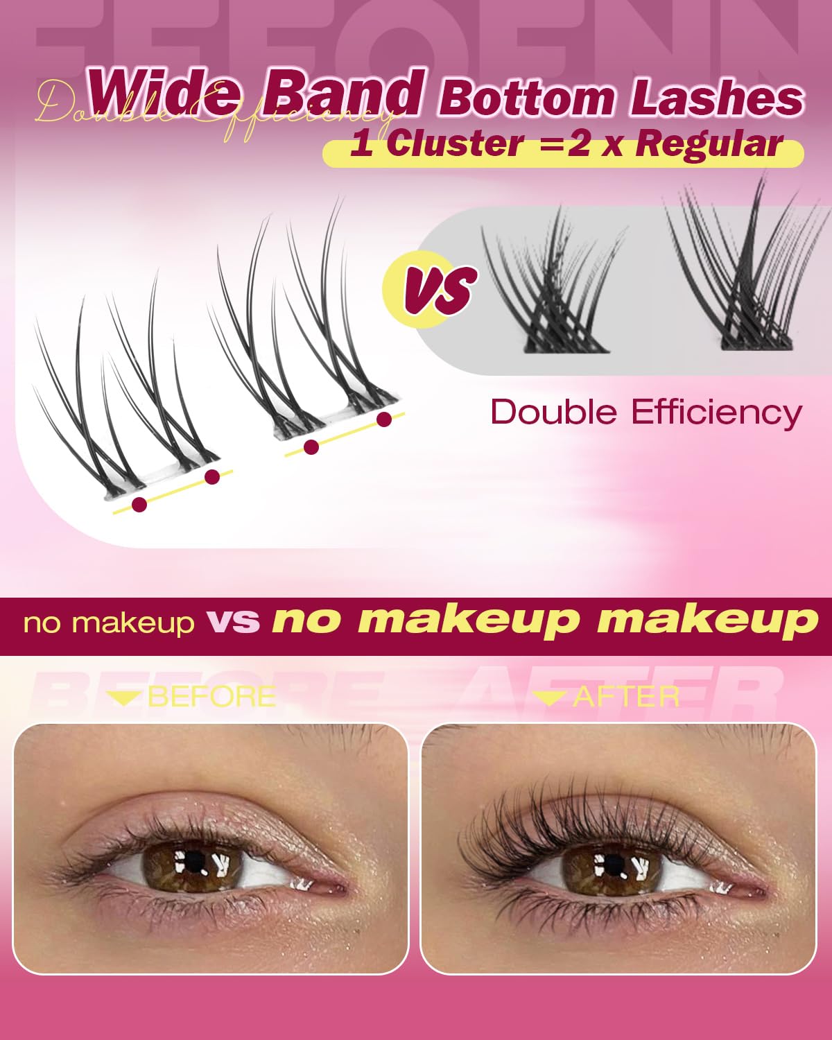 Eefofnn Lash Clusters Kit Wispy Natural Lashes DIY Top & Bottom 8-16mm C-Curly