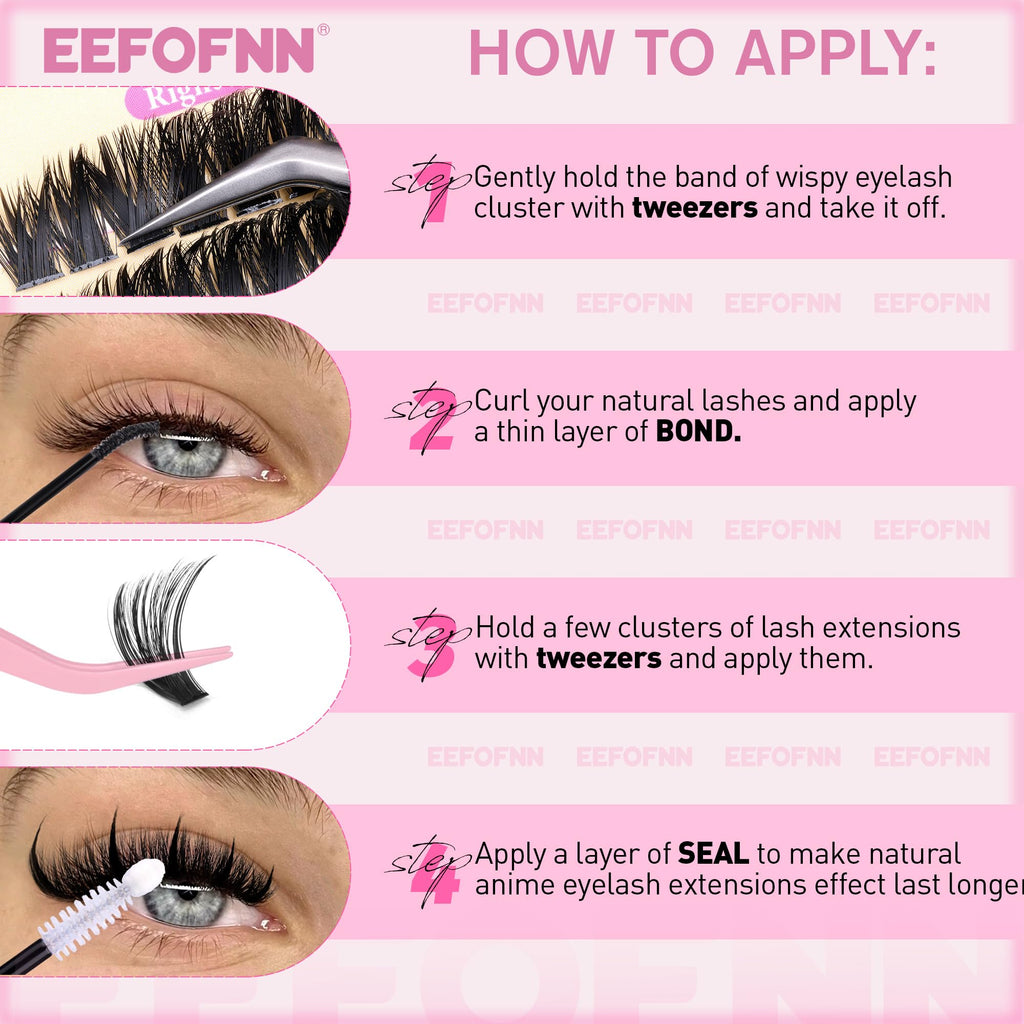 Eefofnn Lash Clusters Kit with Spikes – Cat Eye Volume DIY Lash Extensions