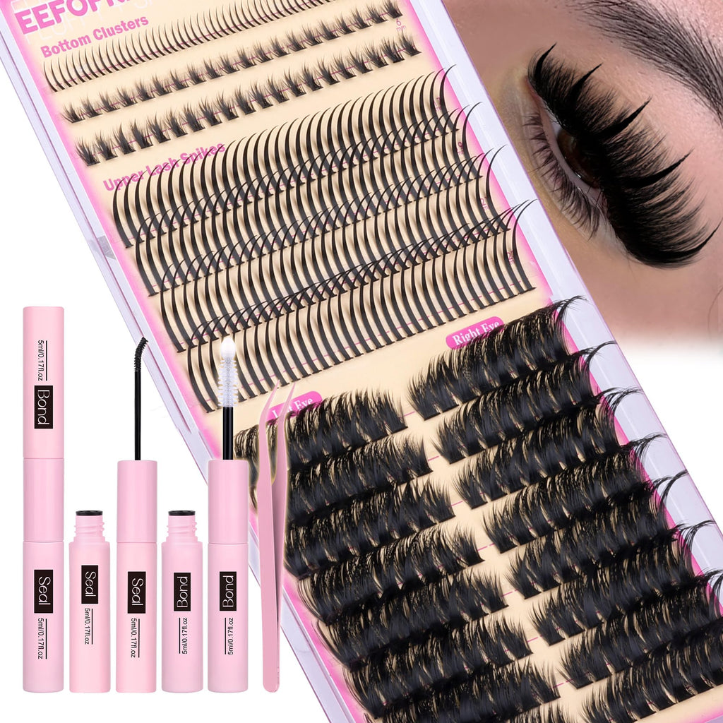 Eefofnn Lash Clusters Kit with Spikes – Cat Eye Volume DIY Lash Extensions