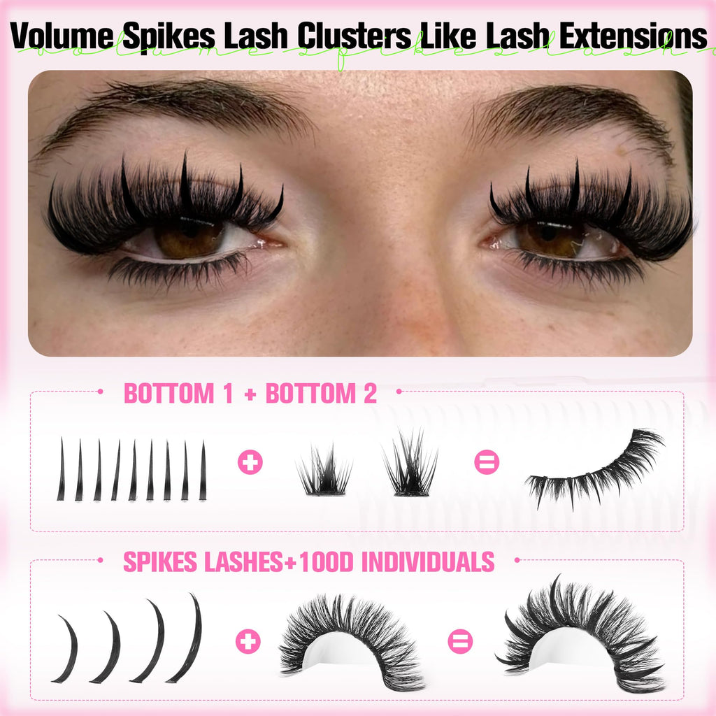Eefofnn Lash Clusters Kit with Spikes – Cat Eye Volume DIY Lash Extensions