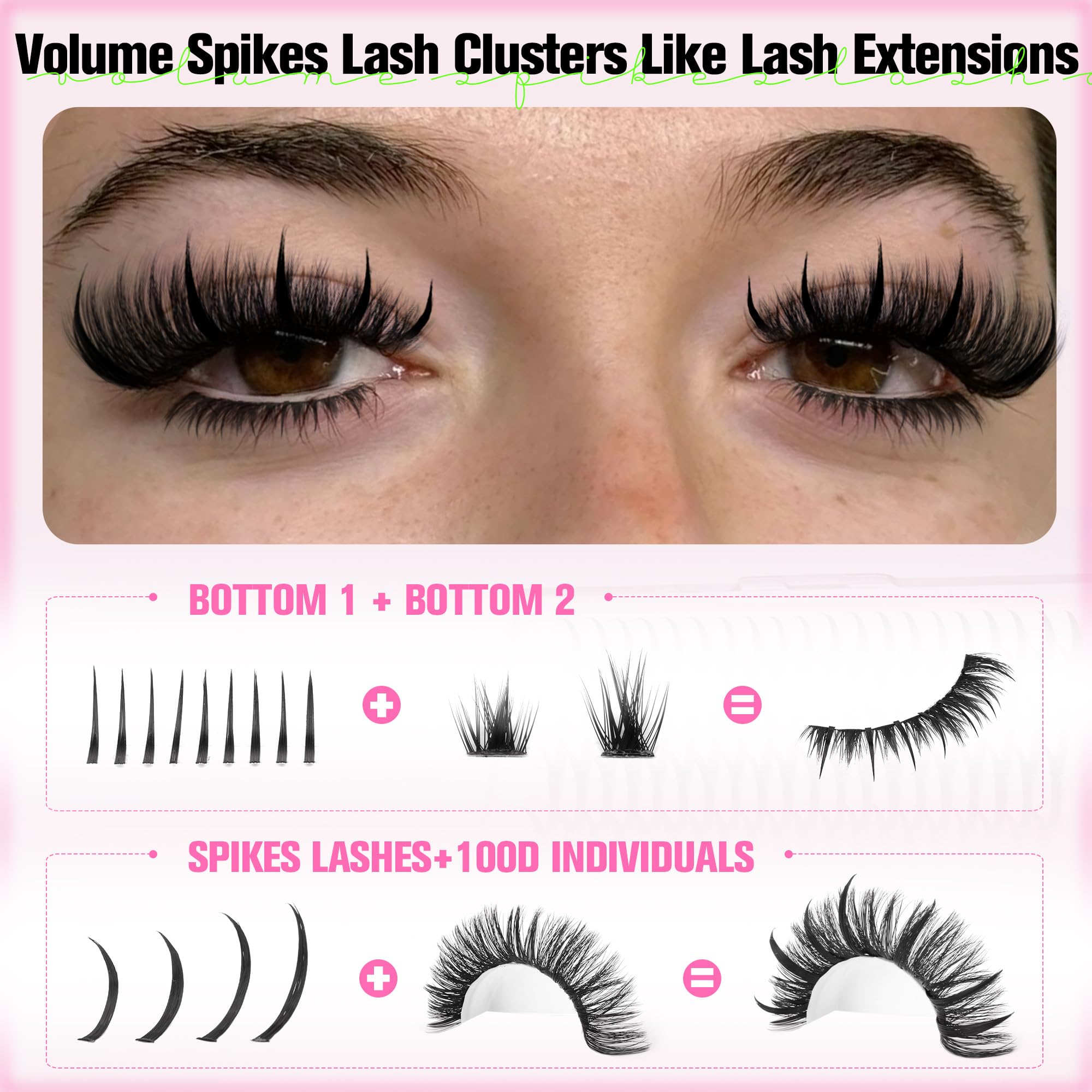 Eefofnn Lash Clusters Kit with Spikes – Cat Eye Volume DIY Lash Extensions