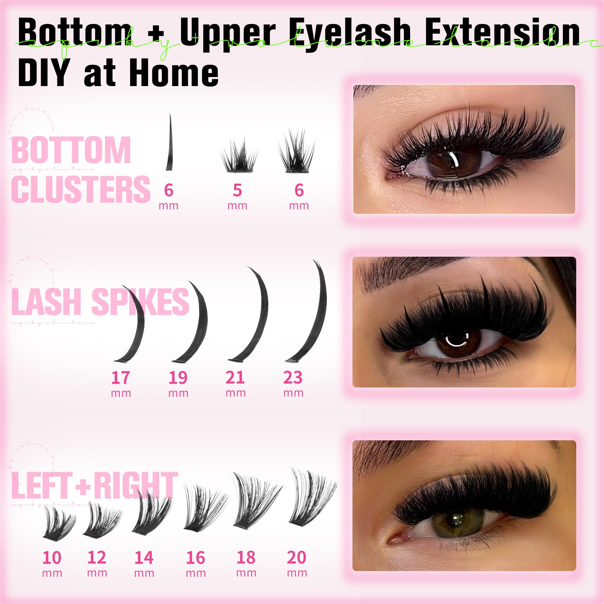 Eefofnn Lash Clusters Kit with Spikes – Cat Eye Volume DIY Lash Extensions