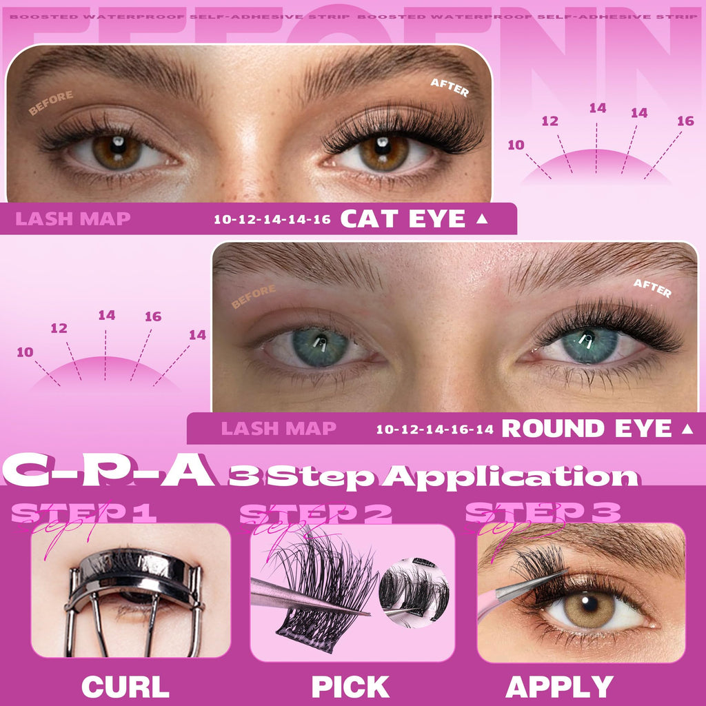 Eefofnn Self-Adhesive Lash Clusters — Fluffy Wispy DIY Lashes (10–16mm)