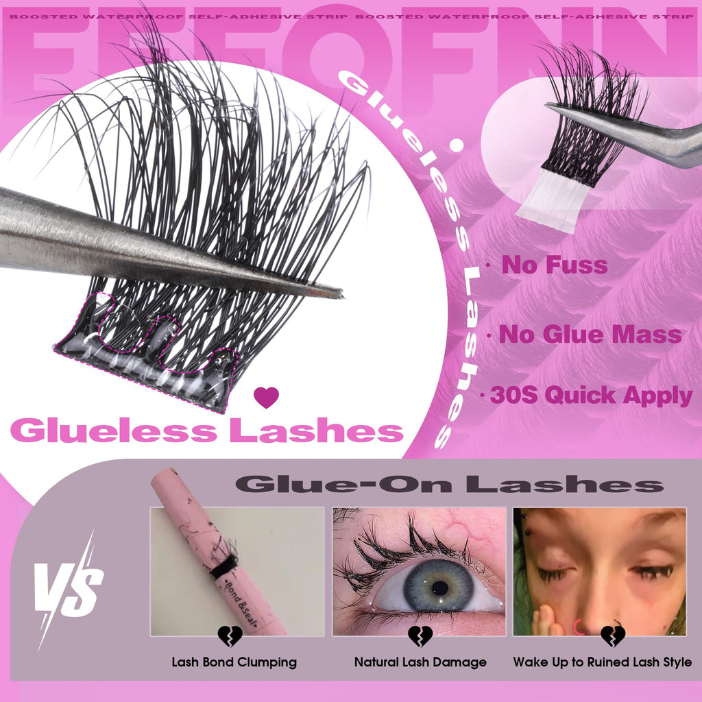 Eefofnn Self-Adhesive Lash Clusters — Fluffy Wispy DIY Lashes (10–16mm)