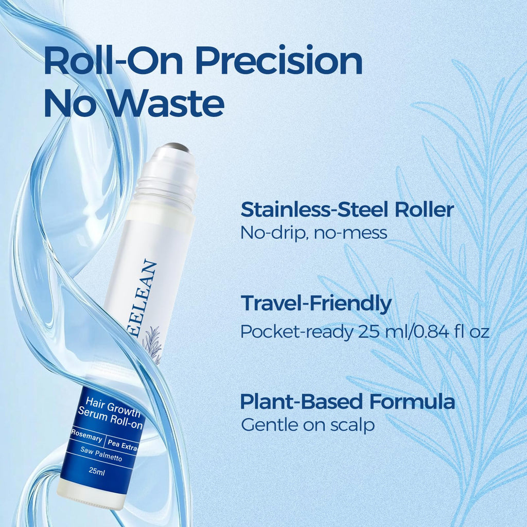 EELEAN Hair Growth Serum Roll-On 25ml – 3% Rosemary, 3% Redensyl & 2% Anagain for Hair Density