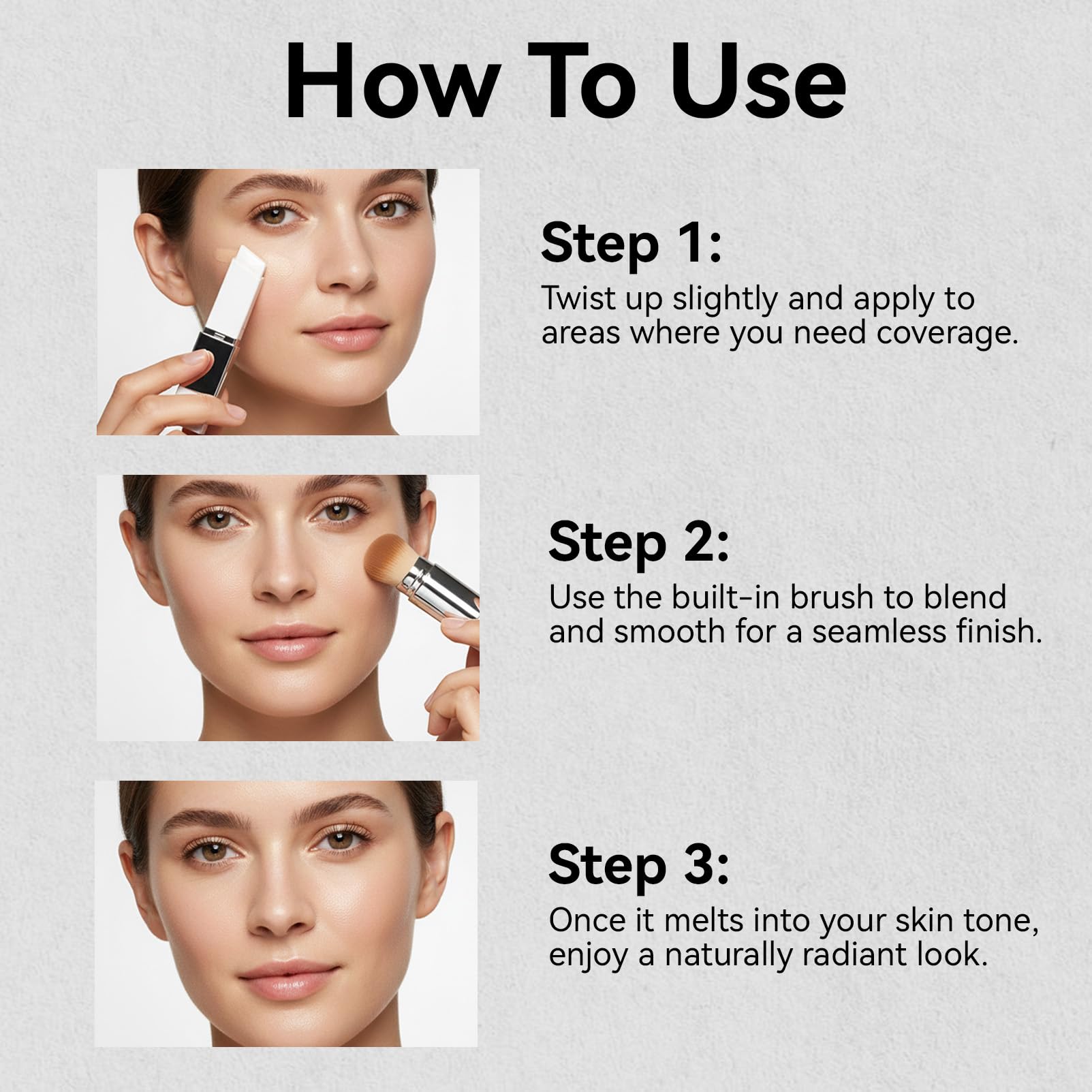 EELHOE Color Changing Foundation Stick – 2-in-1 Dual Ended with Built-In Brush | Hydrating Full Coverage