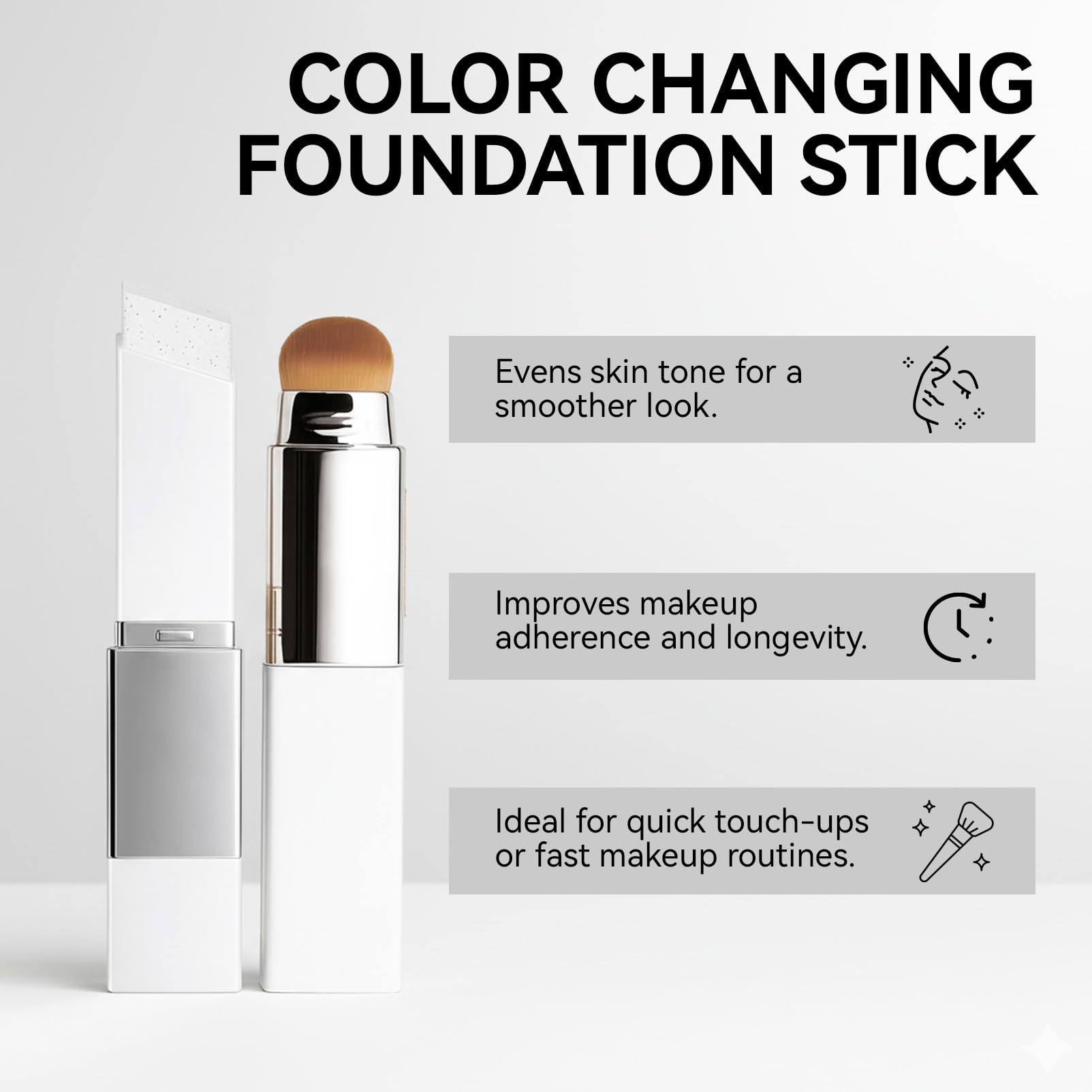 EELHOE Color Changing Foundation Stick – 2-in-1 Dual Ended with Built-In Brush | Hydrating Full Coverage