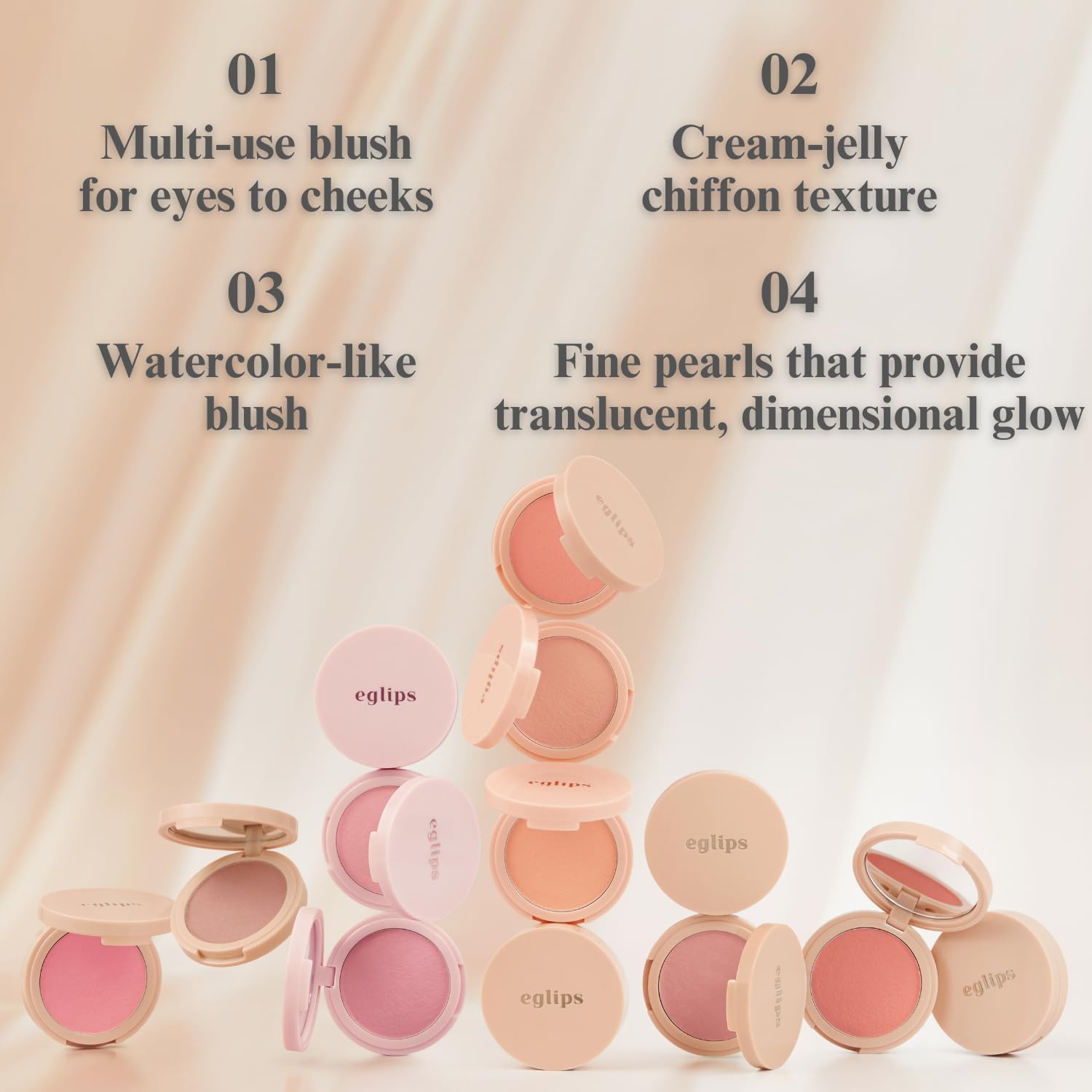 EGLIPS All Over Blusher – Multi-Use Cream Jelly Blush for Eyes & Cheeks in Sherbet (11) 0.17 oz