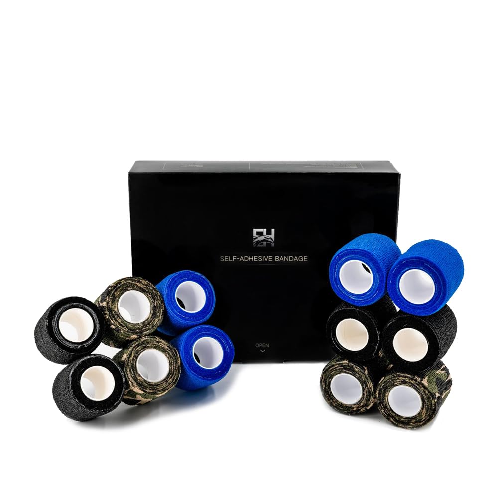 EH Tattoo Grip Tape 12Pcs – Self-Adhesive Elastic Wrap for Tattoo Pen Machines