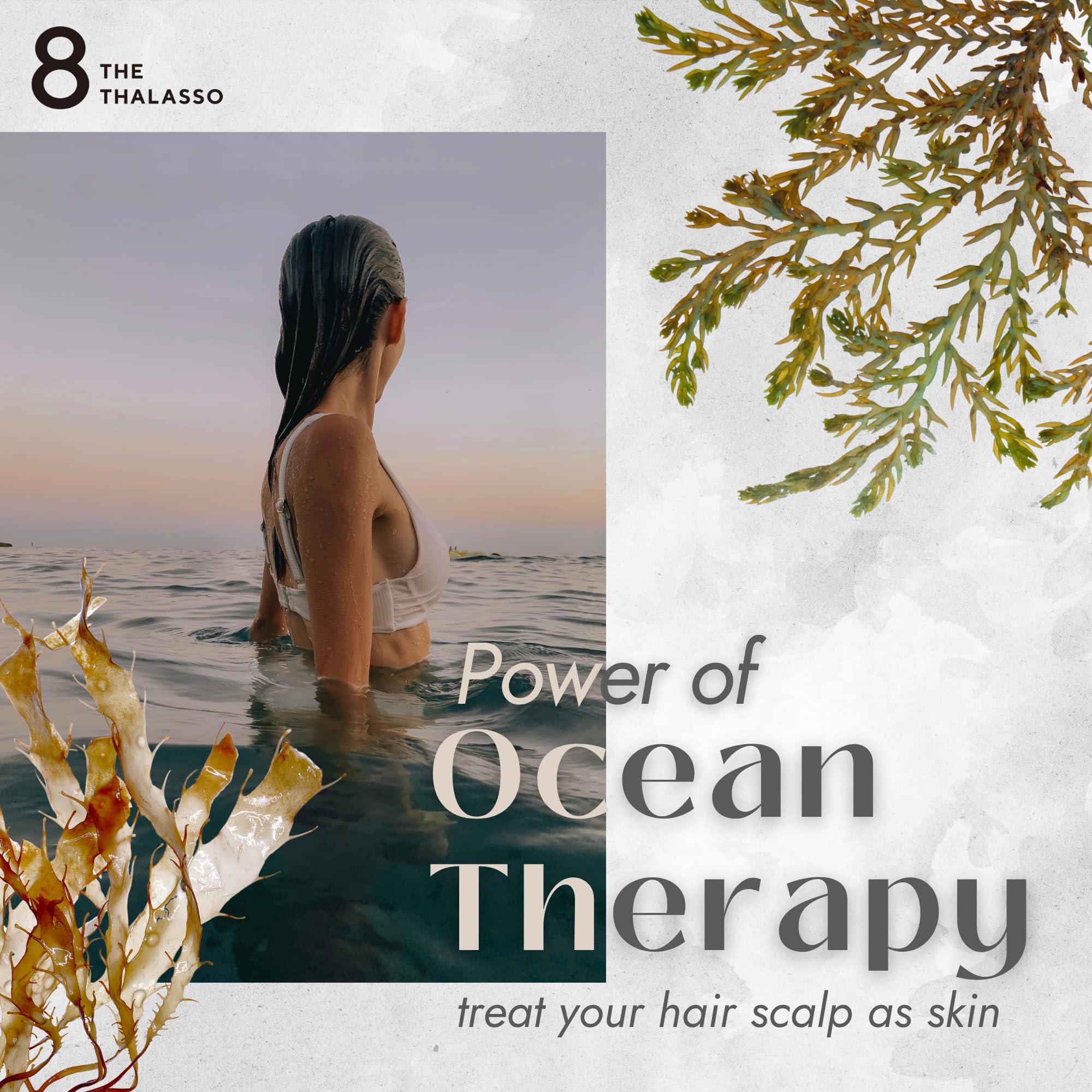 Eight the Thalasso Natural Shampoo & Conditioner Set – Detangling, Itchy Scalp Relief, Tea Tree & Peppermint, Ceramide & Collagen | Sulfate-Free (32.16 fl oz) – Japan