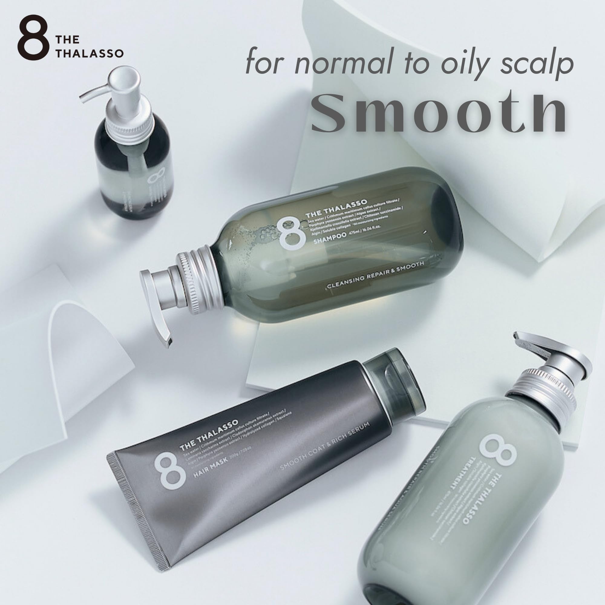 Eight the Thalasso Natural Shampoo & Conditioner Set – Detangling, Itchy Scalp Relief, Tea Tree & Peppermint, Ceramide & Collagen | Sulfate-Free (32.16 fl oz) – Japan