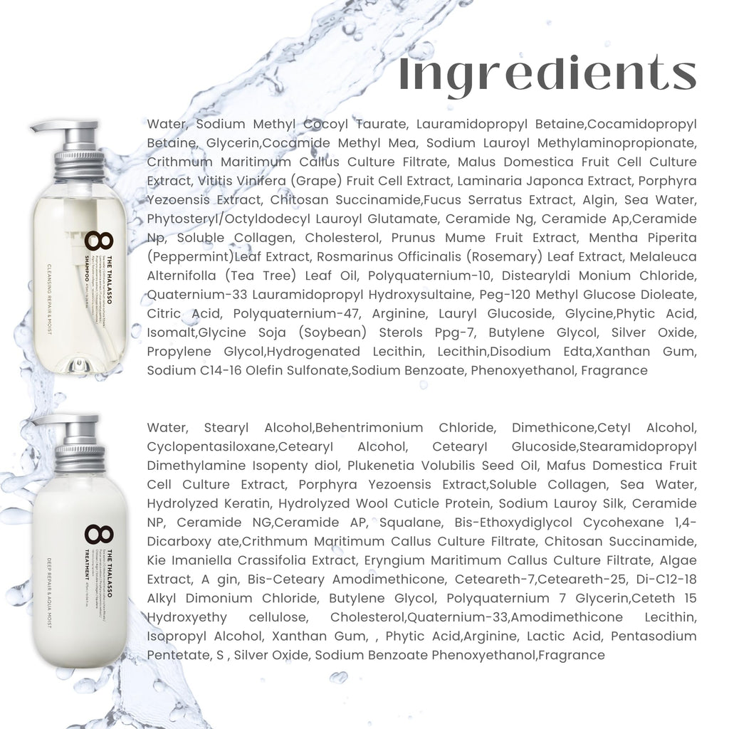 Eight the Thalasso MOIST Anti-Frizz Shampoo & Conditioner Set – Tea Tree Mint, Sulfate Free, 32.16 oz