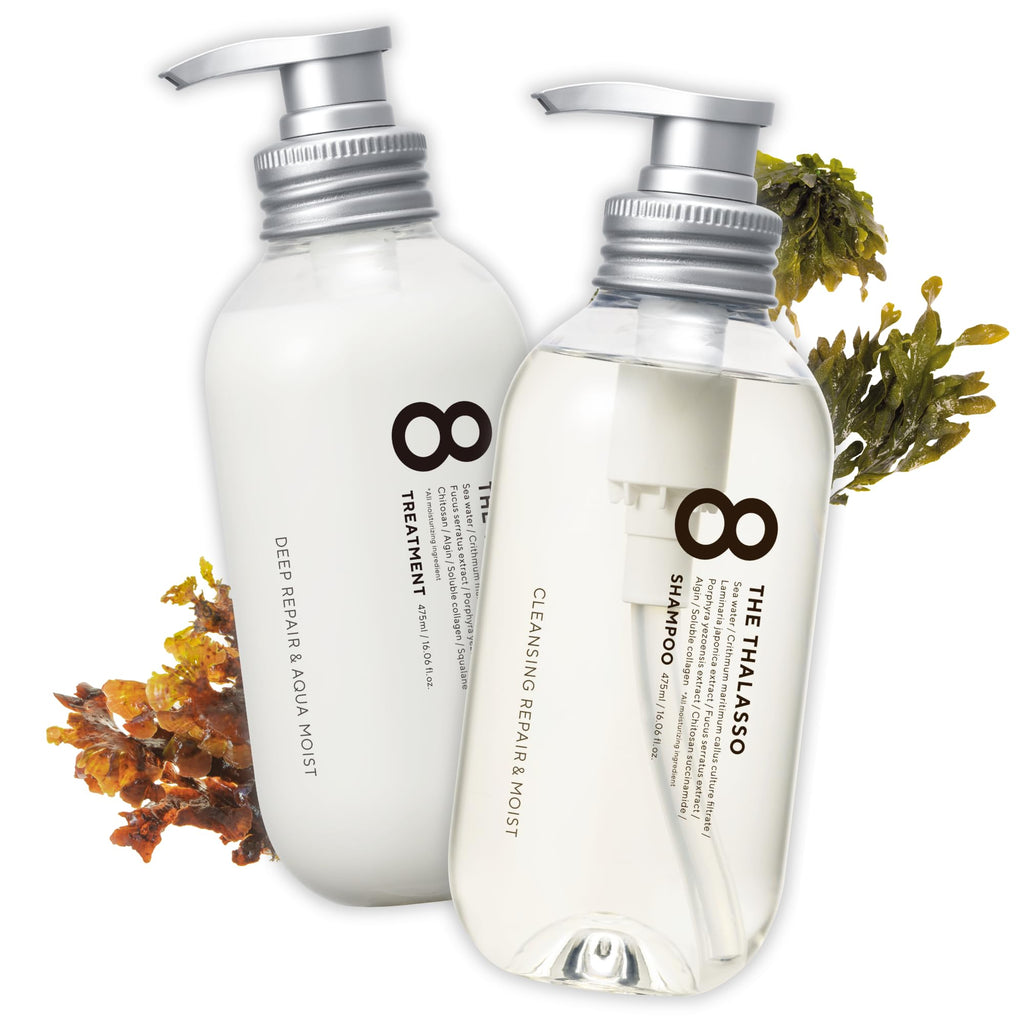 Eight the Thalasso MOIST Anti-Frizz Shampoo & Conditioner Set – Tea Tree Mint, Sulfate Free, 32.16 oz