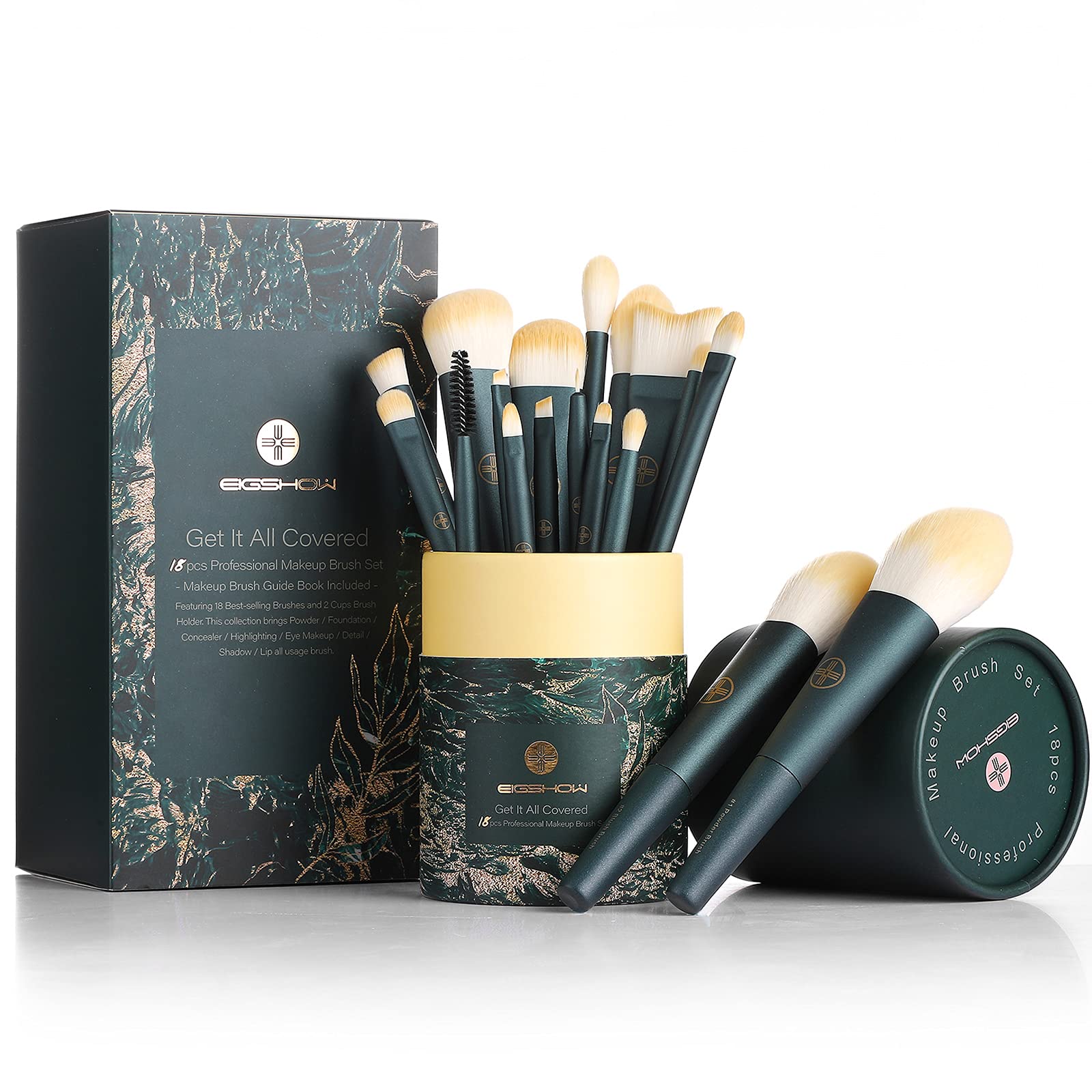 EIGSHOW 18pc Pro Makeup Brush Set with Eco Cylinder — Cruelty-Free