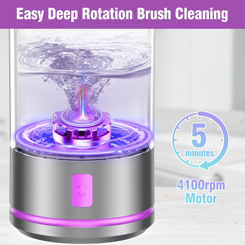 EITABEL 2-in-1 Makeup Brush Cleaner & Washer — Portable 7000 RPM Automatic Cleaner (Purple)