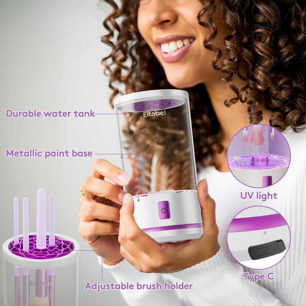 EITABEL 2-in-1 Makeup Brush Cleaner Machine | 7000 RPM Portable Auto Cleanser