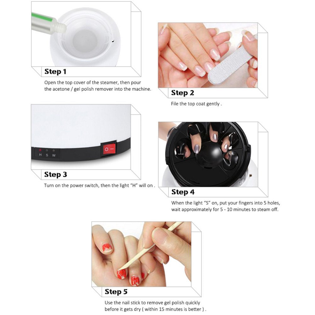 Ejoyous Electric Steam Nail Remover 36W – Portable Gel Polish Removal Machine