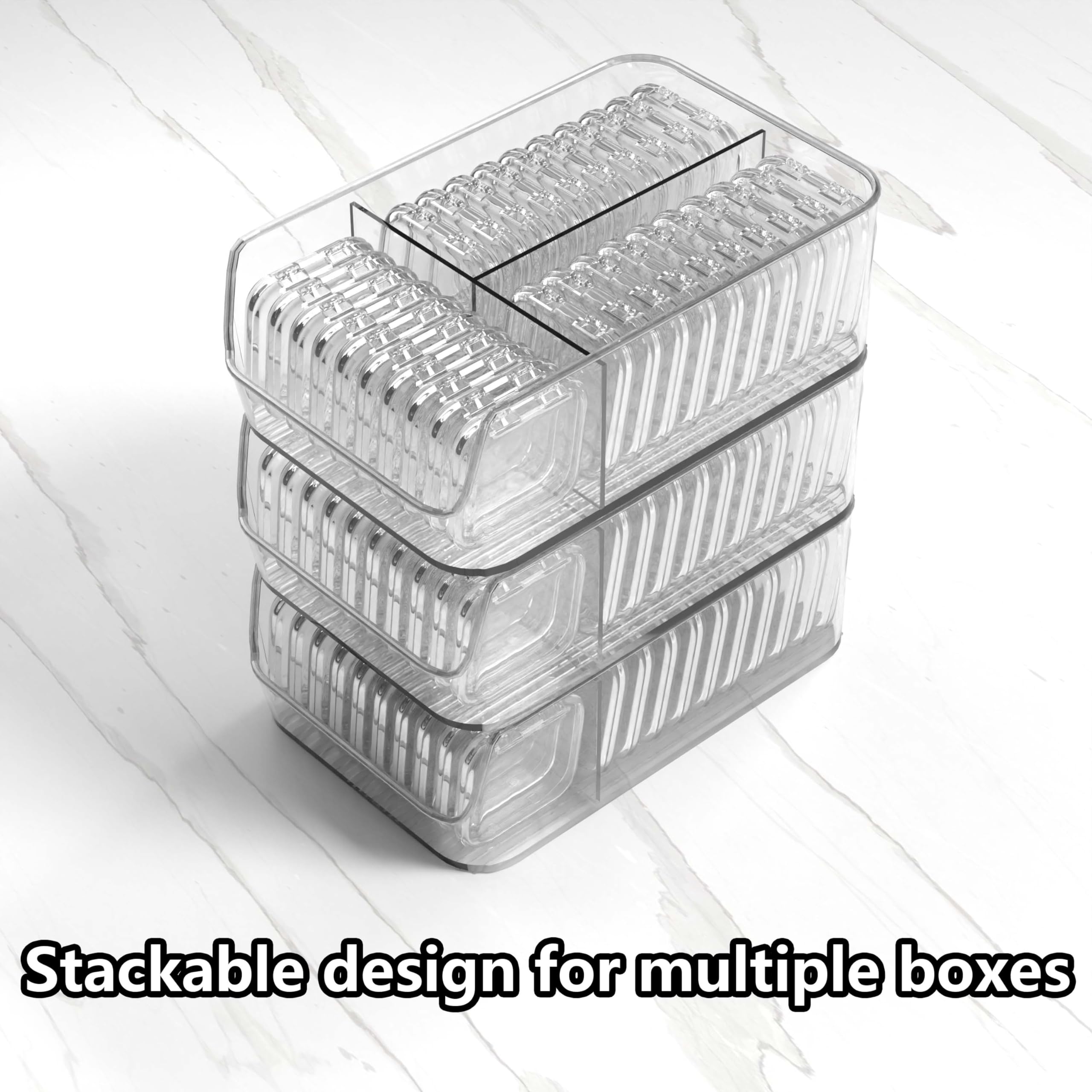 EKEFE 30 Pcs Press On Nail Storage Box – Stackable Case & 120 Pcs Tape