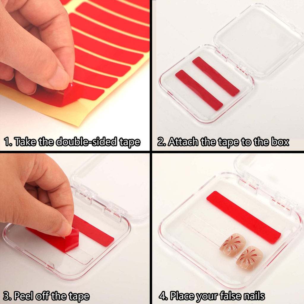 EKEFE 30 Pcs Press On Nail Storage Box – Stackable Case & 120 Pcs Tape