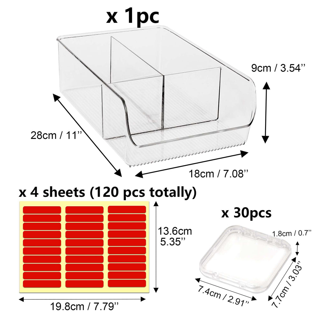EKEFE 30 Pcs Press On Nail Storage Box – Stackable Case & 120 Pcs Tape
