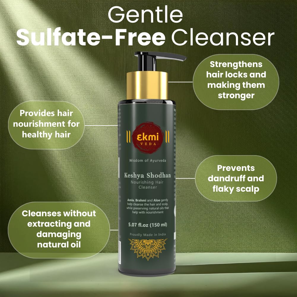 EKMIVEDA Keshya Shodhan Nourishing Shampoo – Ayurvedic, Sulfate-Free, Reetha & Rosemary, 150 ml
