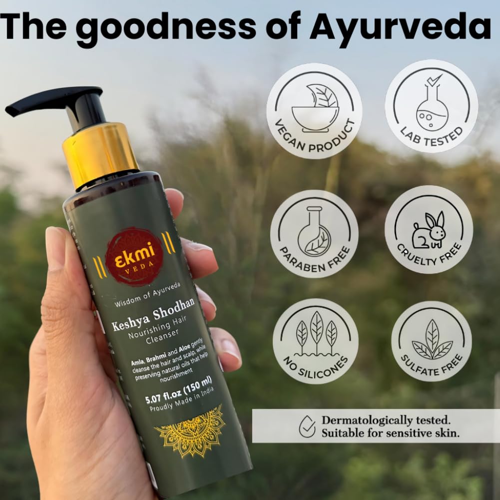 EKMIVEDA Keshya Shodhan Nourishing Shampoo – Ayurvedic, Sulfate-Free, Reetha & Rosemary, 150 ml