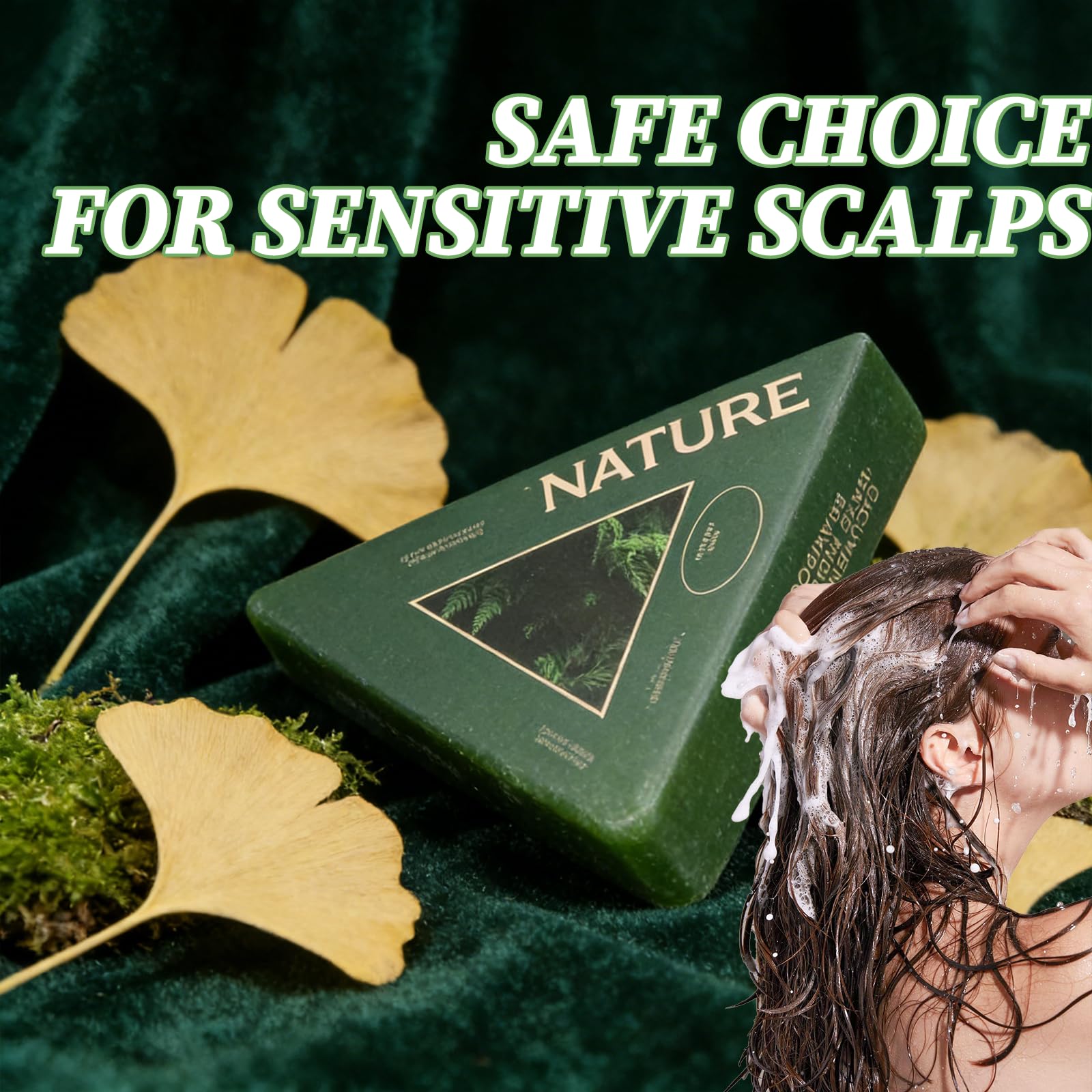 ekxzvg Nature Triangle Shampoo Bar – Usman Herb & Ginseng, 2-Pack