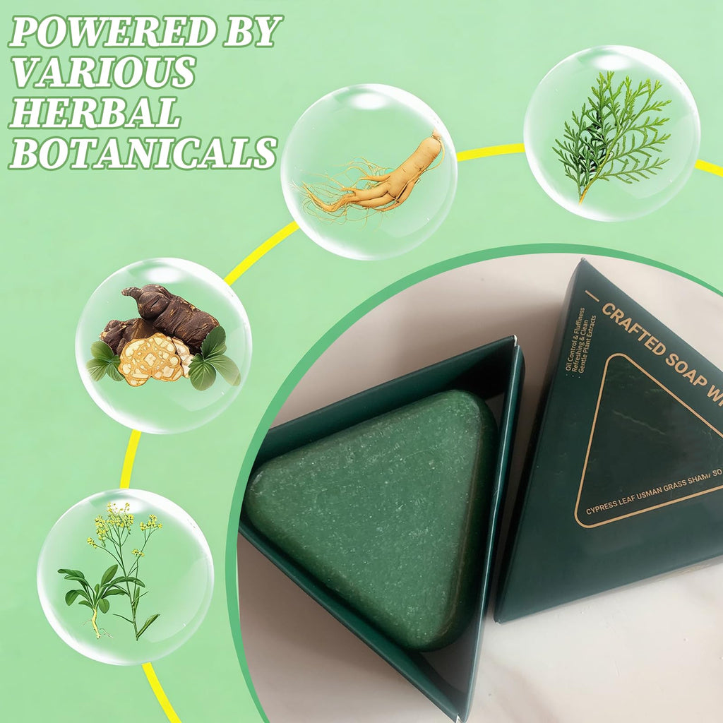 ekxzvg Nature Triangle Shampoo Bar – Usman Herb & Ginseng, 2-Pack