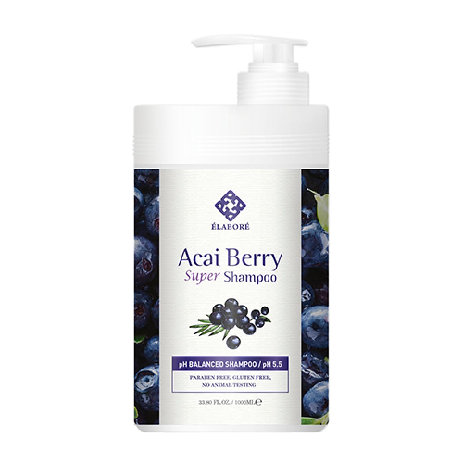 Elabore Acai Berry Super Hair Shampoo – Sulfate Free, 1000ml (33.8 fl oz)