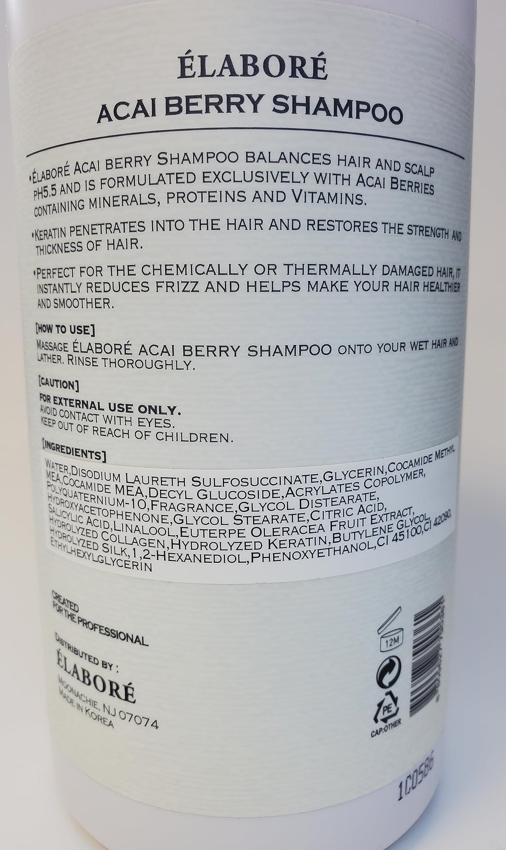 Elabore Acai Berry Super Hair Shampoo – Sulfate Free, 1000ml (33.8 fl oz)